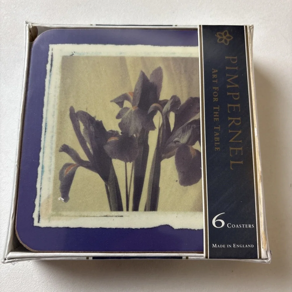 Pimpernel Coasters Set of 6 Blue Iris New Made in England Art for the table